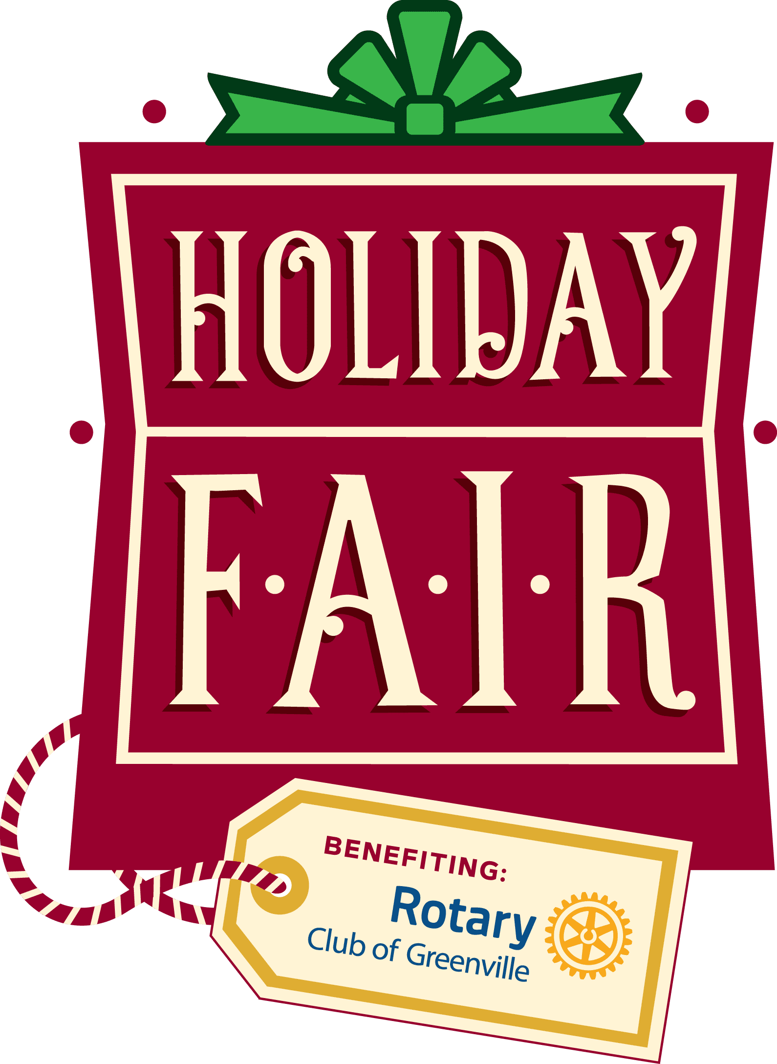 Holiday Fair 2025 logo — supporting the Rotary Club of Greenville and welcoming visitors to the festival.